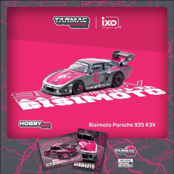 Mô hình xe Bisimoto Porsche 935 K3V, Model Car + Trading Cards Combo Set Tarmac tỉ lệ 1:64 T64-079-K3V