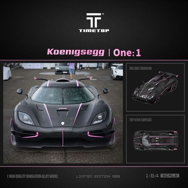 Mô hình xe Koenigsegg One:1 Carbon fiber purple line tỉ lệ 1:64 Time top TT644804
