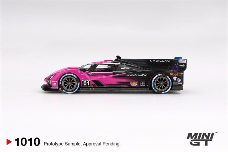 Mô hình xe Cadillac V-Series.R #01 Cadillac Racing 2024 IMSA Petit Le Mans Winner bản Card tỉ lệ 1:64 MiniGT MGT01010