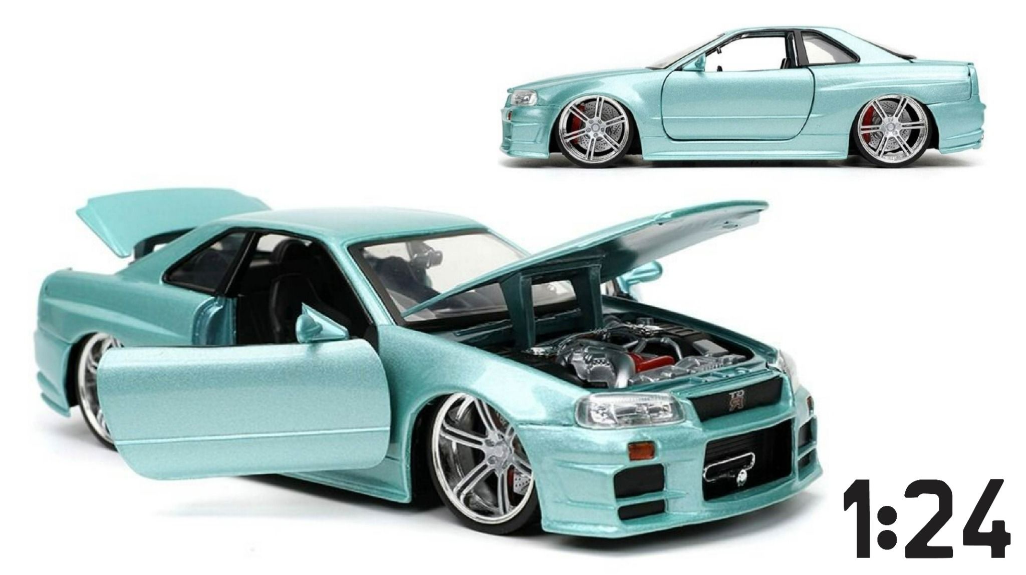 Mô hình xe Fast & Furious Brian's Nissan Skyline GT-R (R34) tỉ lệ 1:24 Jada Toys 54030