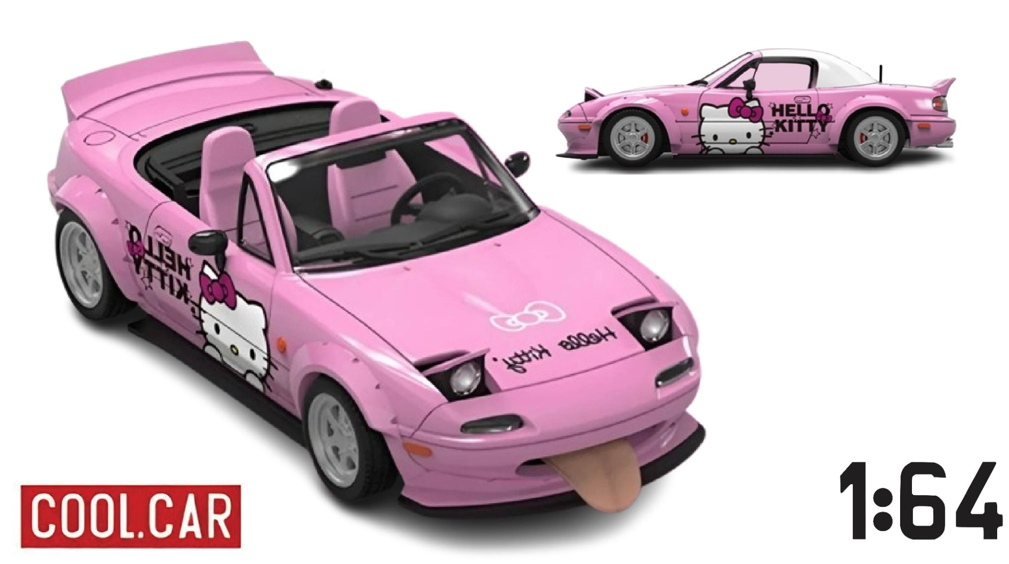 Mô hình xe Mazda Miata MX5-KT Cat Light Pink mở được mui limited edition 500pcs tỉ lệ 1:64 Cool.car CC646914