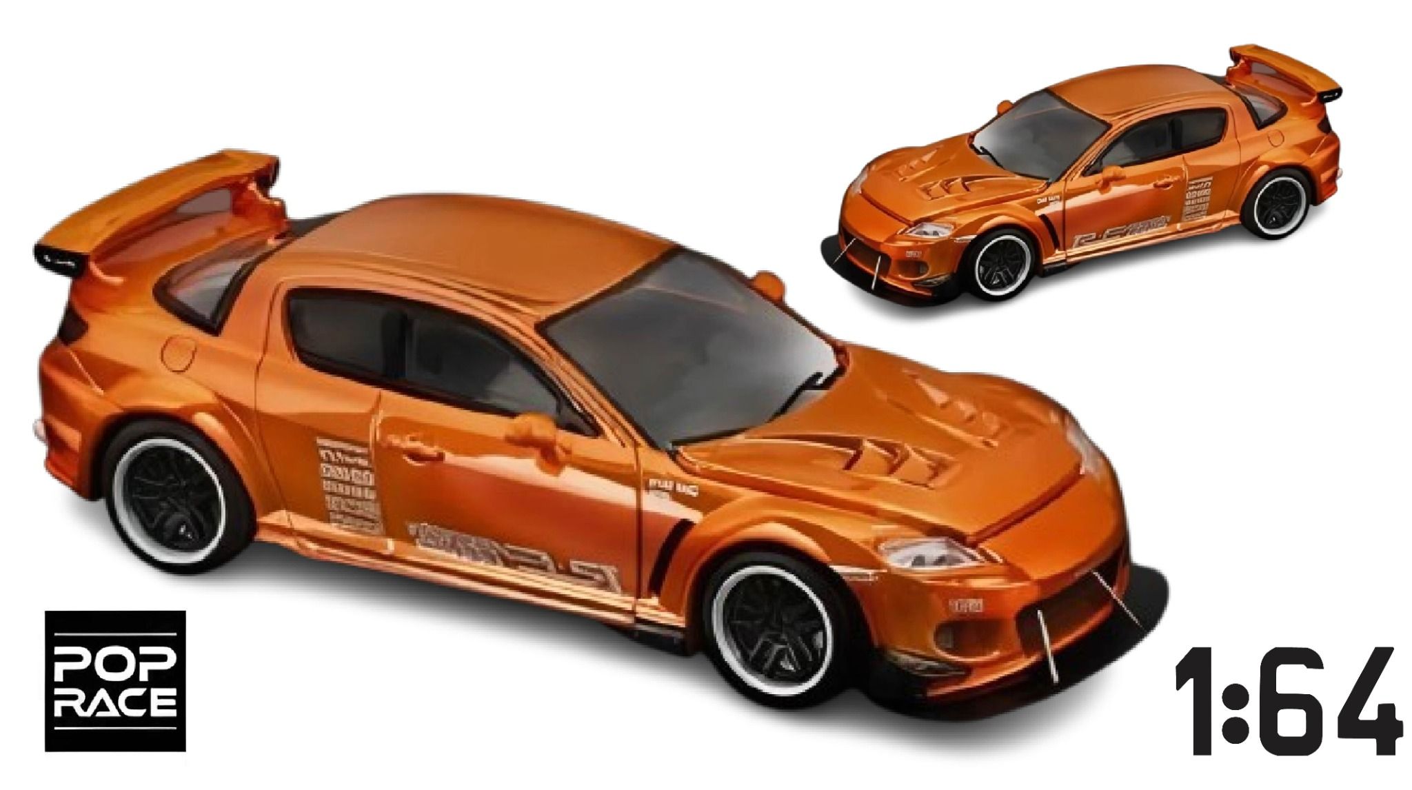 Mô hình xe Mazda Rx-8 Re-Amemiya Chrome Orange tỉ lệ 1:64 PopRace PR640281