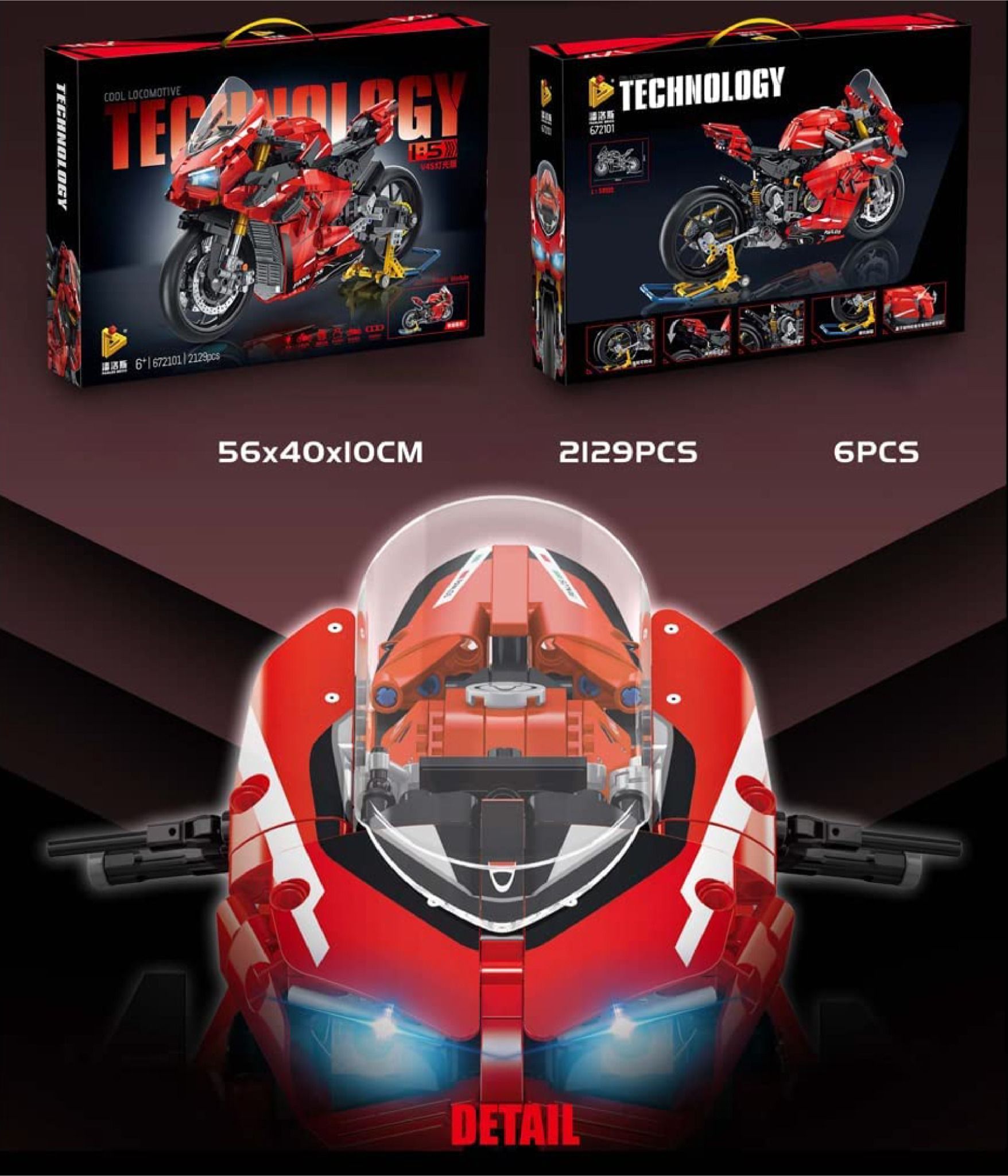 Mô hình xe mô tô lắp ghép Ducati panigale V4S Technic 2129 pcs tỉ lệ 1:5 LG014