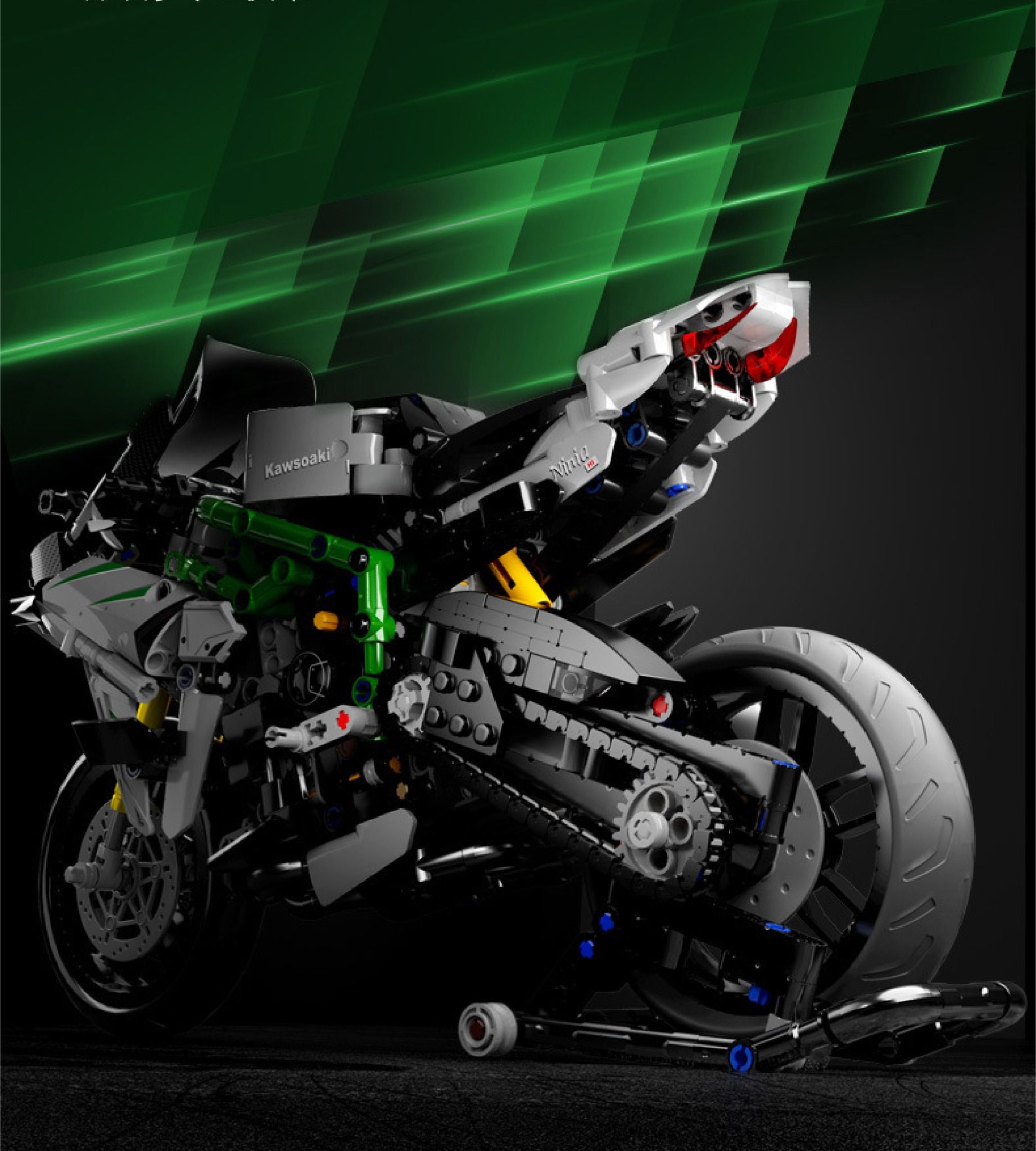  Mô hình xe mô tô lắp ghép Kawasaki Ninja H2R Technic 858 pcs tỉ lệ 1:6 LG006 