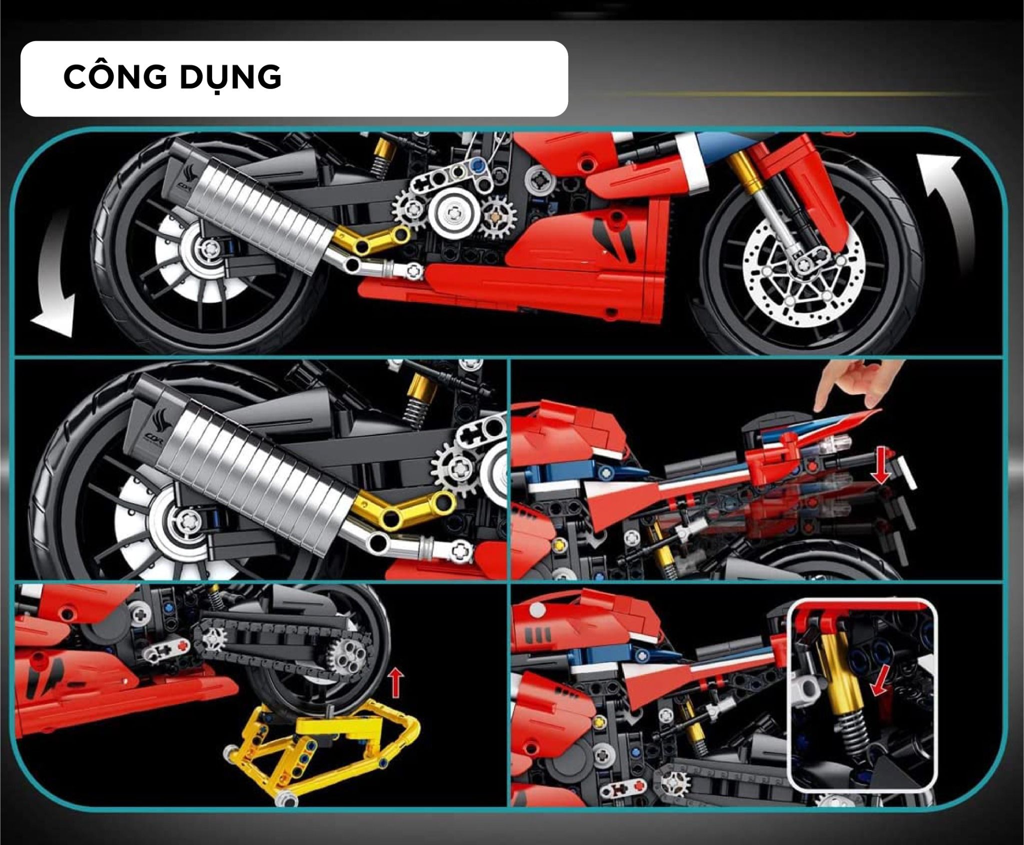  Mô hình xe mô tô lắp ghép Honda CBR 1000RR-R Technic 1017 pcs tỉ lệ 1:5 LG013 