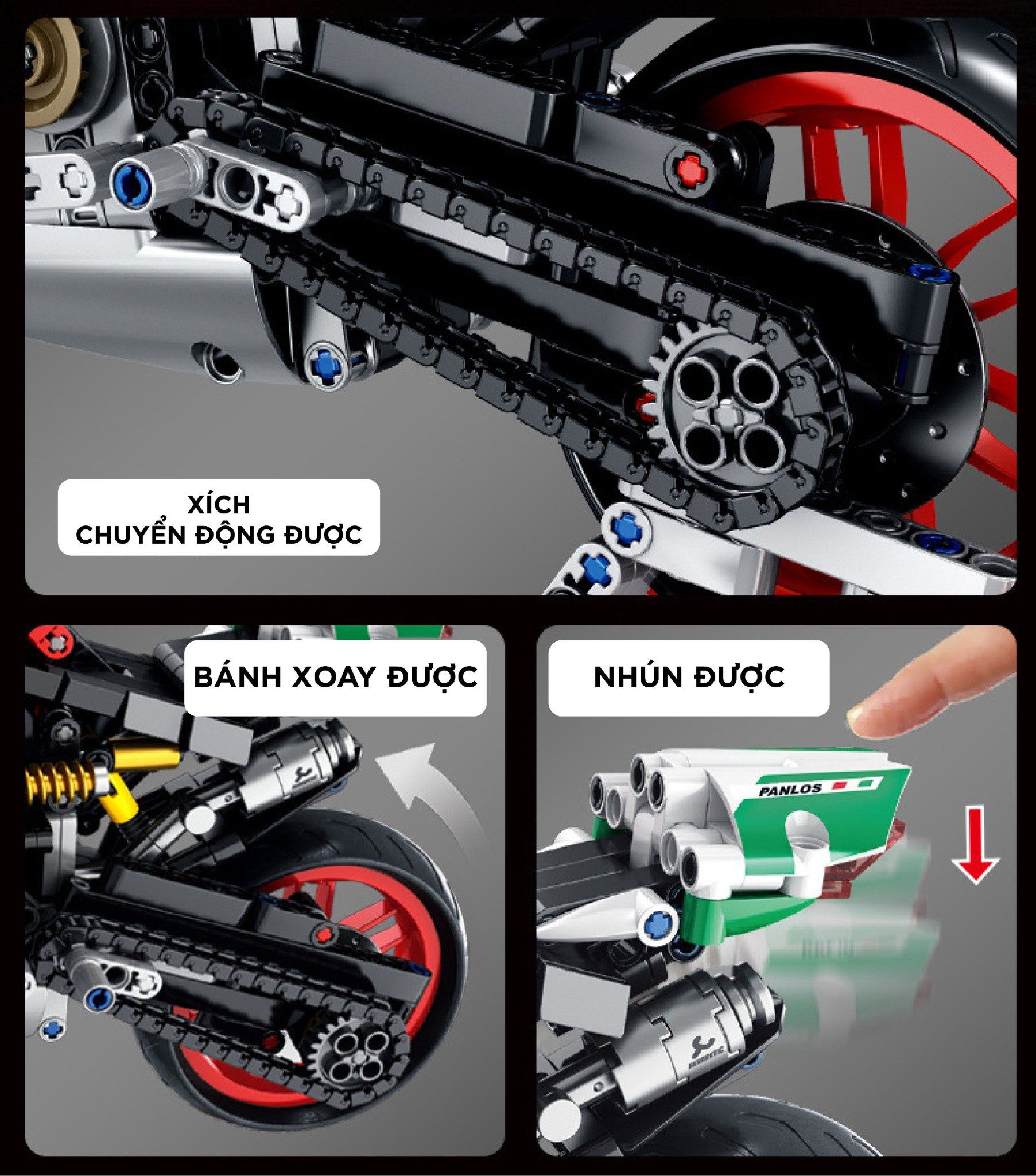 Mô hình xe mô tô lắp ghép Ducati 1299 Panigale R Technic 803 pcs tỉ lệ 1:6 LG005