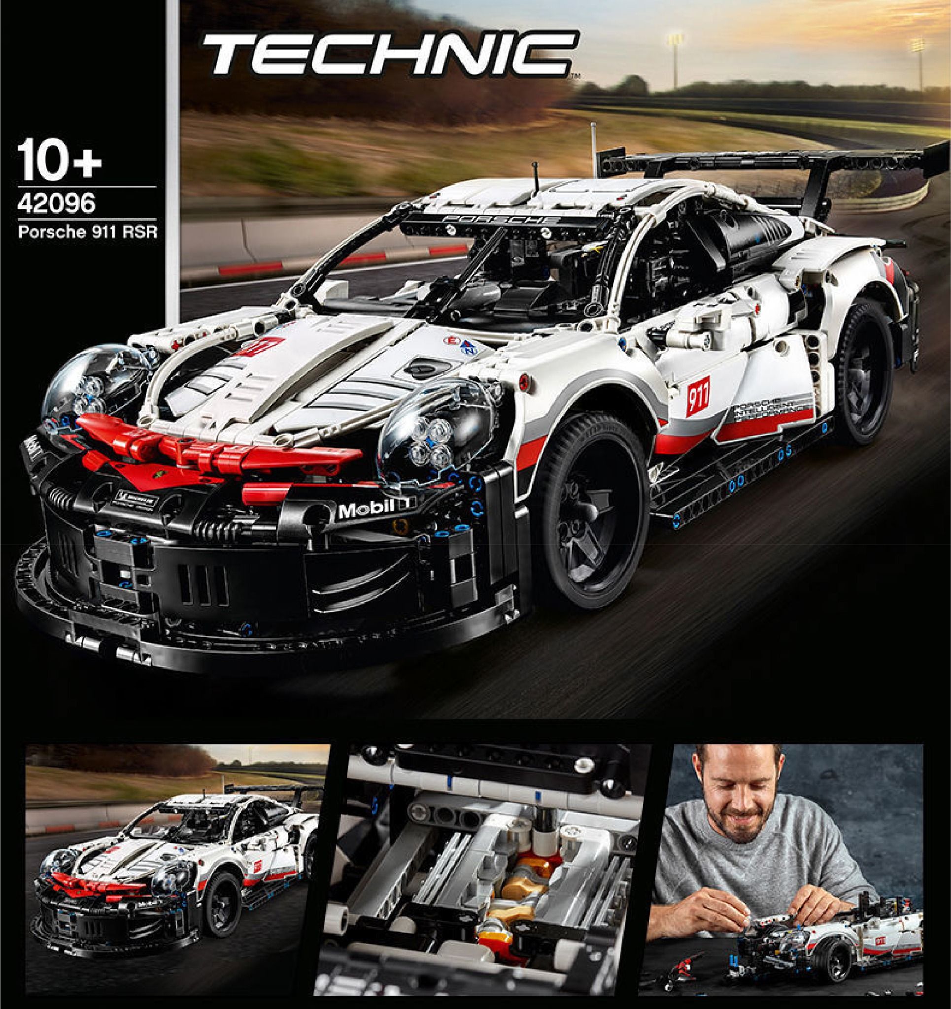  Mô hình xe ô tô lắp ghép Porsche 911 RSR Technic 1580 pcs tỉ lệ 1:10 LG004 