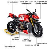  Mô hình xe mô tô lắp ghép Ducati Streetfighter v4 Technic 981 pcs tỉ lệ 1:5 LG011 