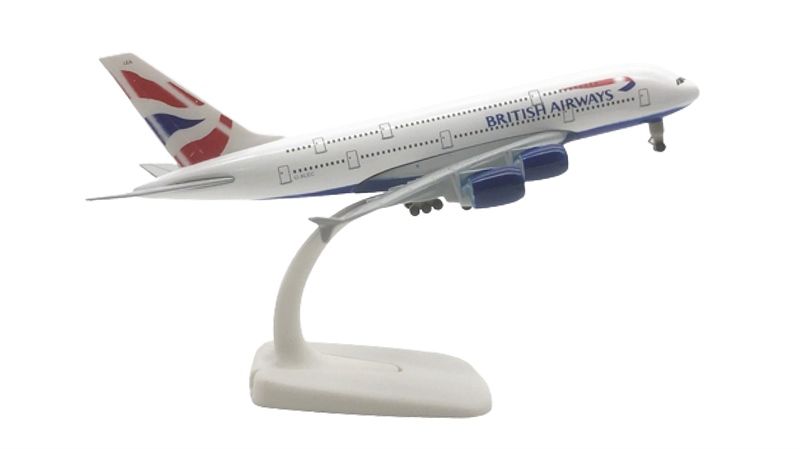 Mô hình máy bay Anh Quốc British Airways Airbus A380 có bánh xe MB20057