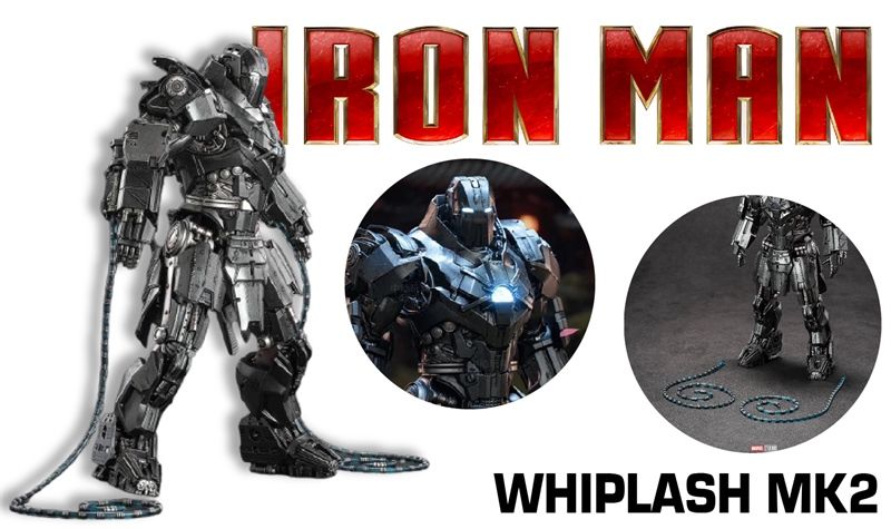 Mô hình nhân vật Marvel Whiplash Blacklash Marvel - MK2 có đèn Iron man 2 SHF tỉ lệ 1:10 23CM ZD Toys FG263