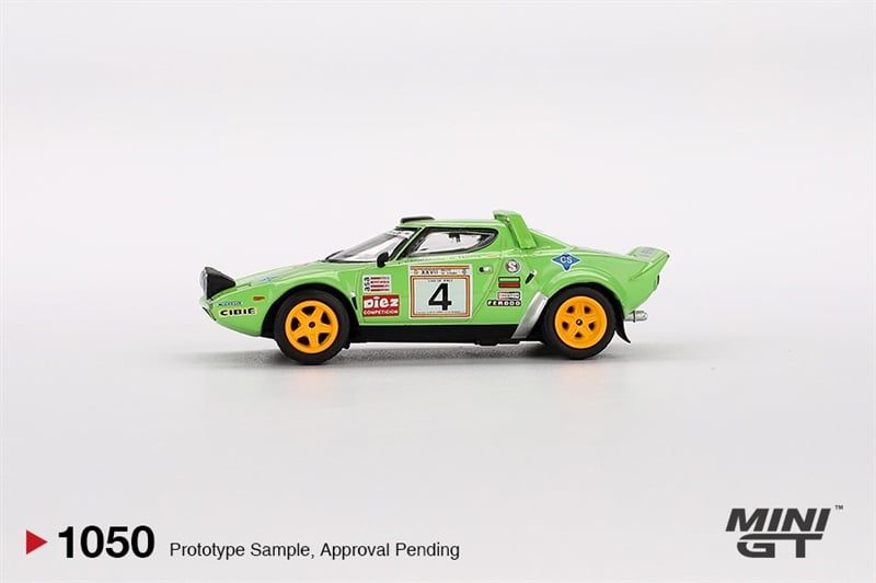 Mô hình xe Lancia Stratos HF #4 1979 Spanish Rally Champion card tỉ lệ 1:64 MiniGT MGT01050-BL