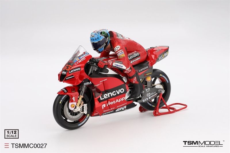 Mô hình xe mô tô cao cấp Ducati Desmosedici GP22 No.63 Ducati Lenovo Team Moto GP 2022 GRAN PREMIO D'ITALIA Rider tỉ lệ 1:12 TSM TSMMC0027