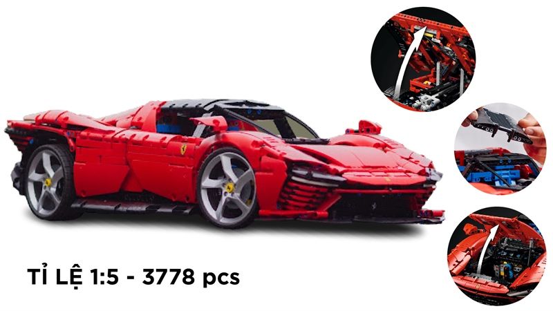  Mô hình xe ô tô lắp ghép Ferrari Daytona Sp3 race 3778 pcs tỉ lệ 1:5 LG016 