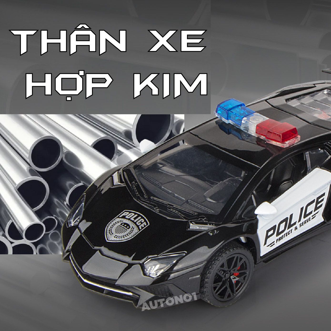 Mô hình xe Lamborghini LP750-4 Police có đèn - có âm thanh tỉ lệ 1:32 Miniauto OT466