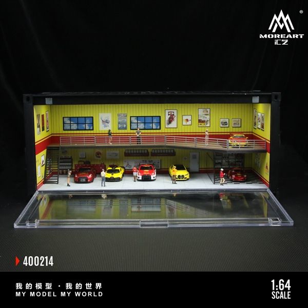 Hộp trưng bày container mô phỏng Repair shop scene F model có tầng - có đèn 38.7x16x16.5cm tỉ lệ 1:64 MoreArt MO400214