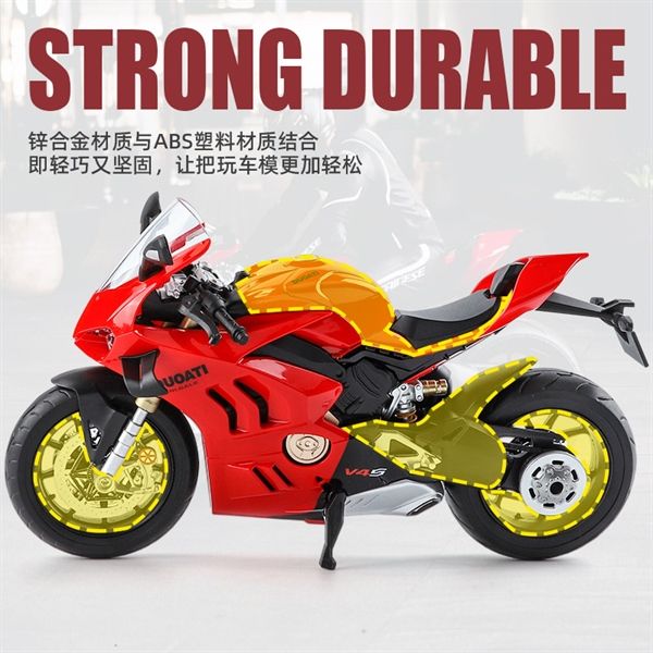 Mô hình mô tô Ducati V4S có âm thanh - đèn - ben nâng tỉ lệ 1:9 Alloy Model MT087