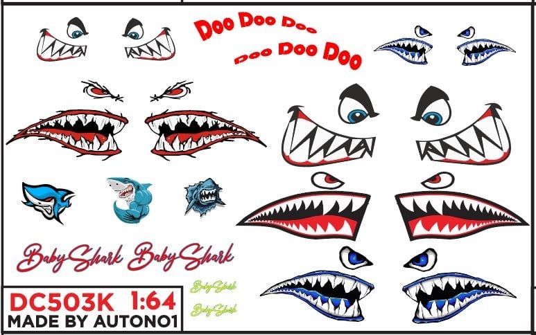 DECAL NƯỚC CÁ MẬP - BABY SHARK 1:64 AUTONO1 DC503K