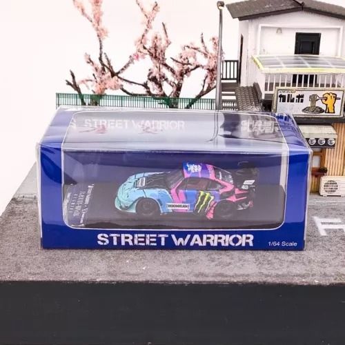 Mô hình xe Porsche 993 RWB Monster Energy Pink black tỉ lệ 1:64 Street weapon OT64079
