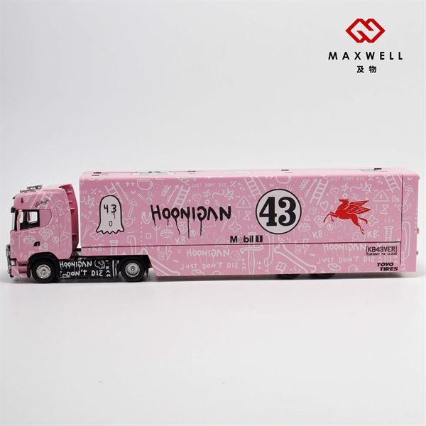 Mô hình xe container đầu kéo Scania Mobil Pink - tháo rời đầu tỉ lệ 1:64 Maxwell MW640026