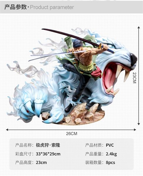 Mô hình nhân vật One Piece Zoro Gk & Hổ Trắng Resin 23cm FG107