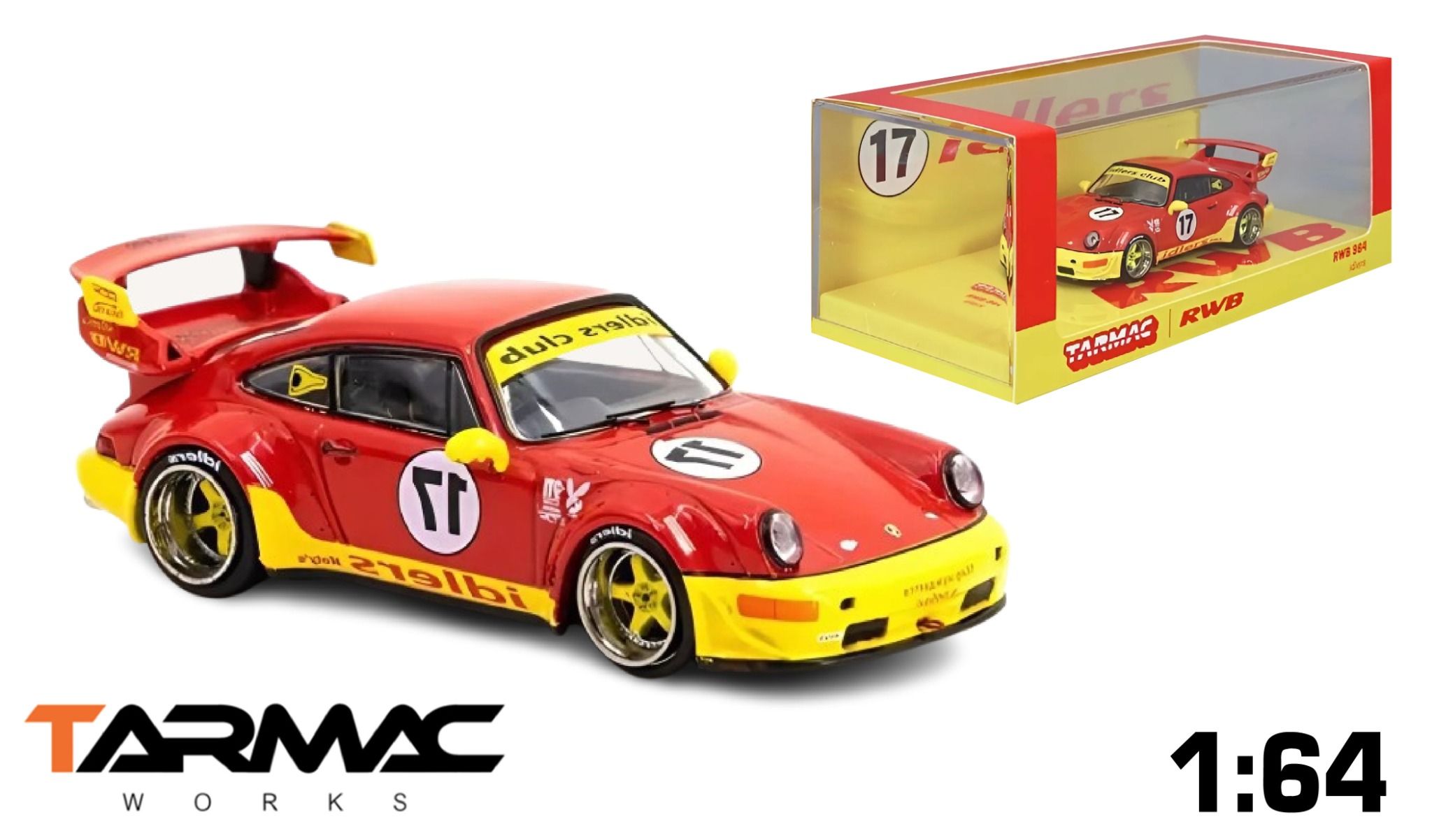 Mô hình xe Porsche 964 RWB Idlers #17 hộp mica tỉ lệ 1:64 Tarmac Works T64-037-IDR