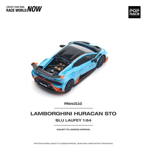 Mô hình xe Lamborghini Huracan STO Blu Laufey Arancio Xanto tỉ lệ 1:64 Poprace PR640110