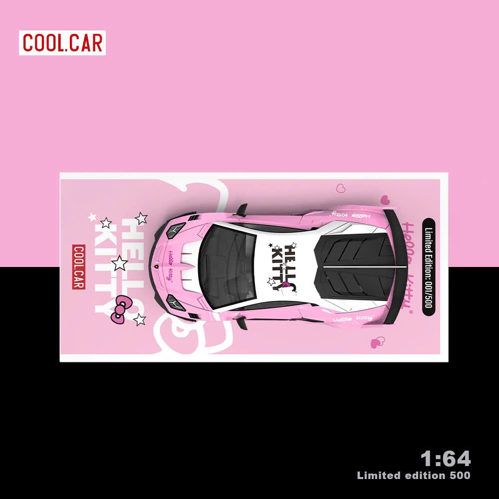 Mô hình xe Lamborghini LBWK Aventador GT EVO Hello kitty Light pink tỉ lệ 1:64 Cool Car CC643825