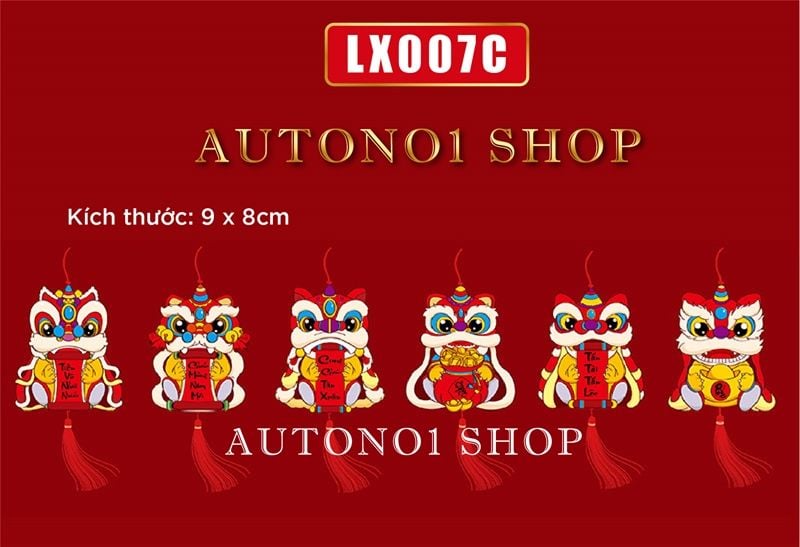 Combo bộ 6 liễng dây treo trang trí có hình chúc Tết - Tài lộc 2024 8x9cm Autono1 LX007