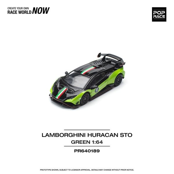 LAMBORGHINI HURACAN STO (LP640-2) 10 ANNIVERSARIO - GREEN/BLACK tỉ lệ 1:64 Poprace PR640189