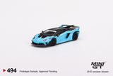  Mô hình xe Lamborghini Aventador GT EVO Baby Blue LB-Silhouette WORKS tỉ lệ 1:64 MiniGT 