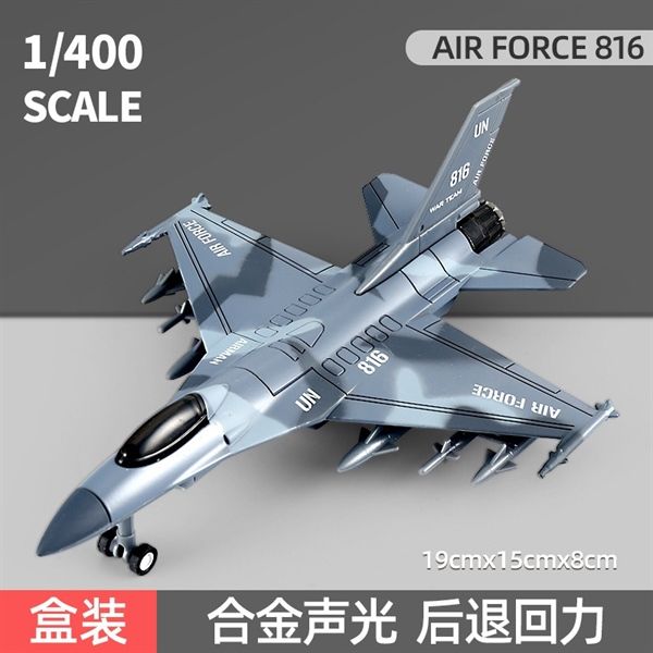 Mô hình máy bay chiến đáu F16 Camo grey có đèn có âm tahnh MB22024