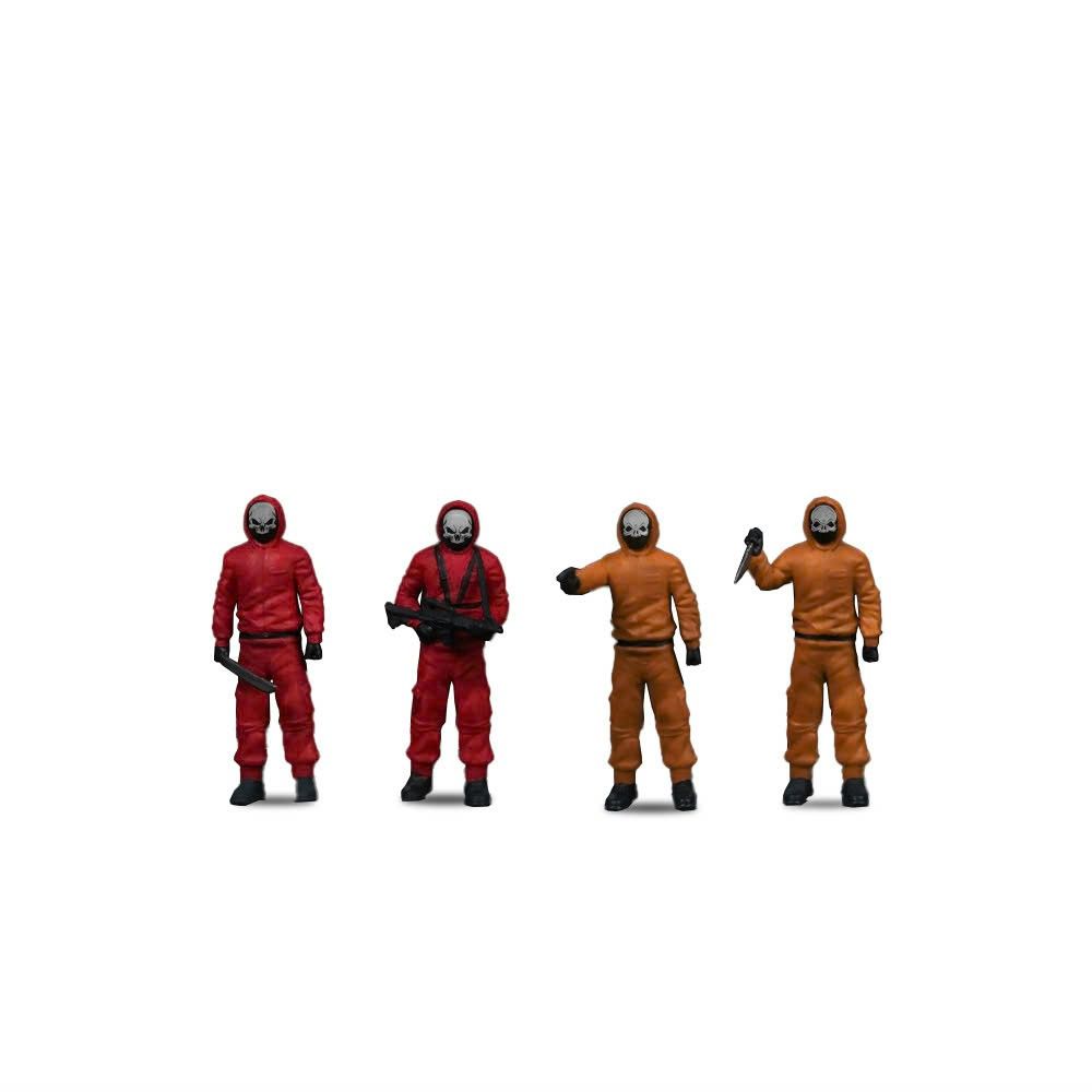 Mô hình set nhân vật 4 người Terrorist áo cam có hung khí tỉ lệ 1:64 MoreArt MO223038