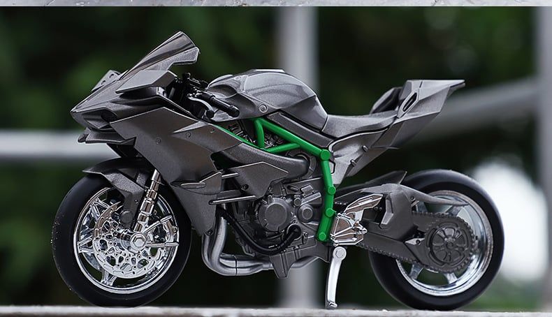  Mô hình xe lắp ráp Kawasaki H2R hợp kim có âm thanh có đèn 1:12 Alloy Model MT033 