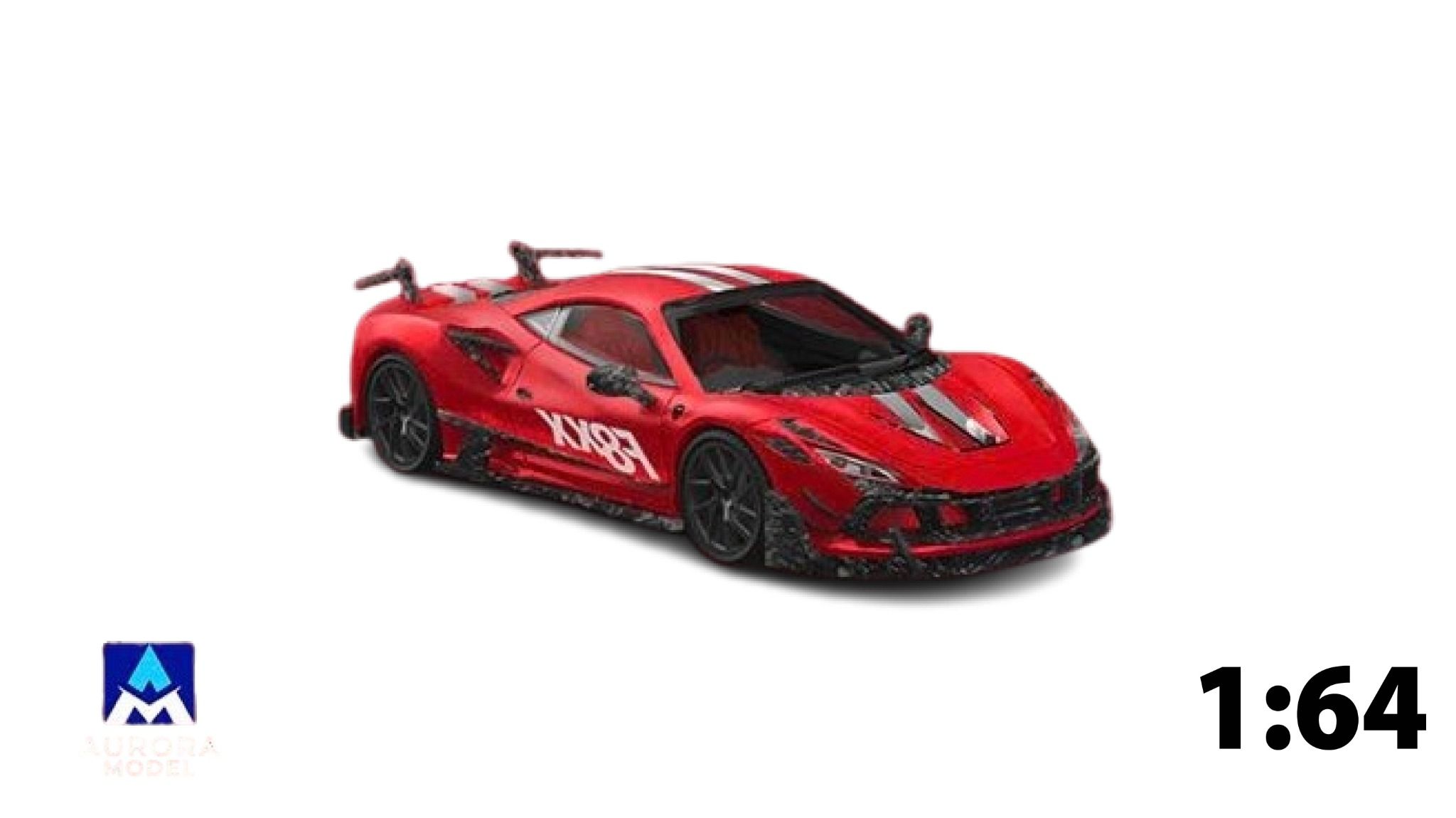 Mô hình xe Ferrari F8 Tributo Mansory modified version F8XX third batch Red tỉ lệ 1:64 Aurora Model AM646506