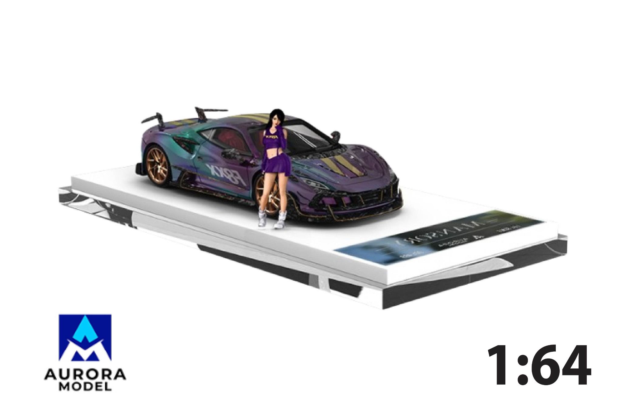 Mô hình xe Ferrari F8 Tributo Mansory F8XX Chameleon tỉ lệ 1:64 Aurora Model AM646510