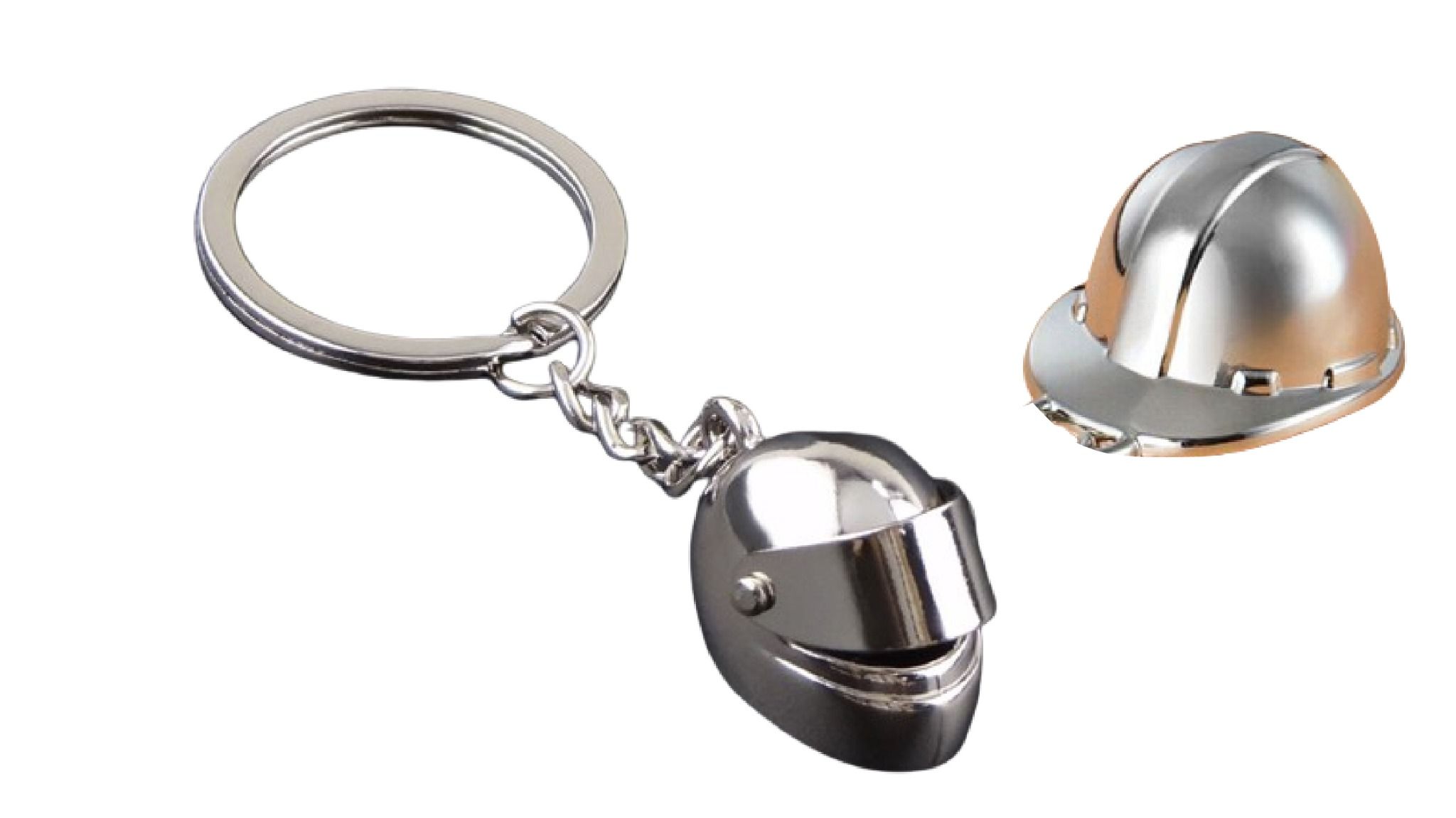 Móc khóa kim loại hình nón fullface - nón công trình kích thước 8cm MK021