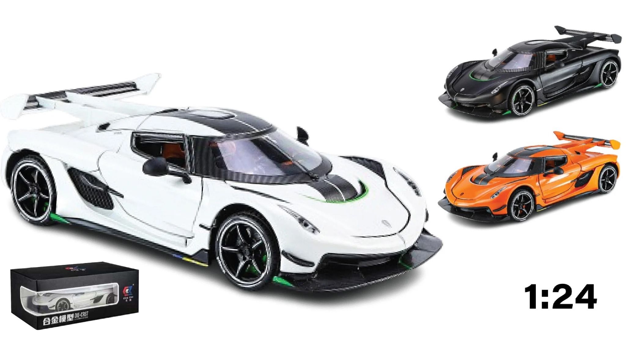  Mô hình xe Koenigsegg Jesko tỉ lệ 1:24 full open có đèn - âm thanh Chezhi OT291 