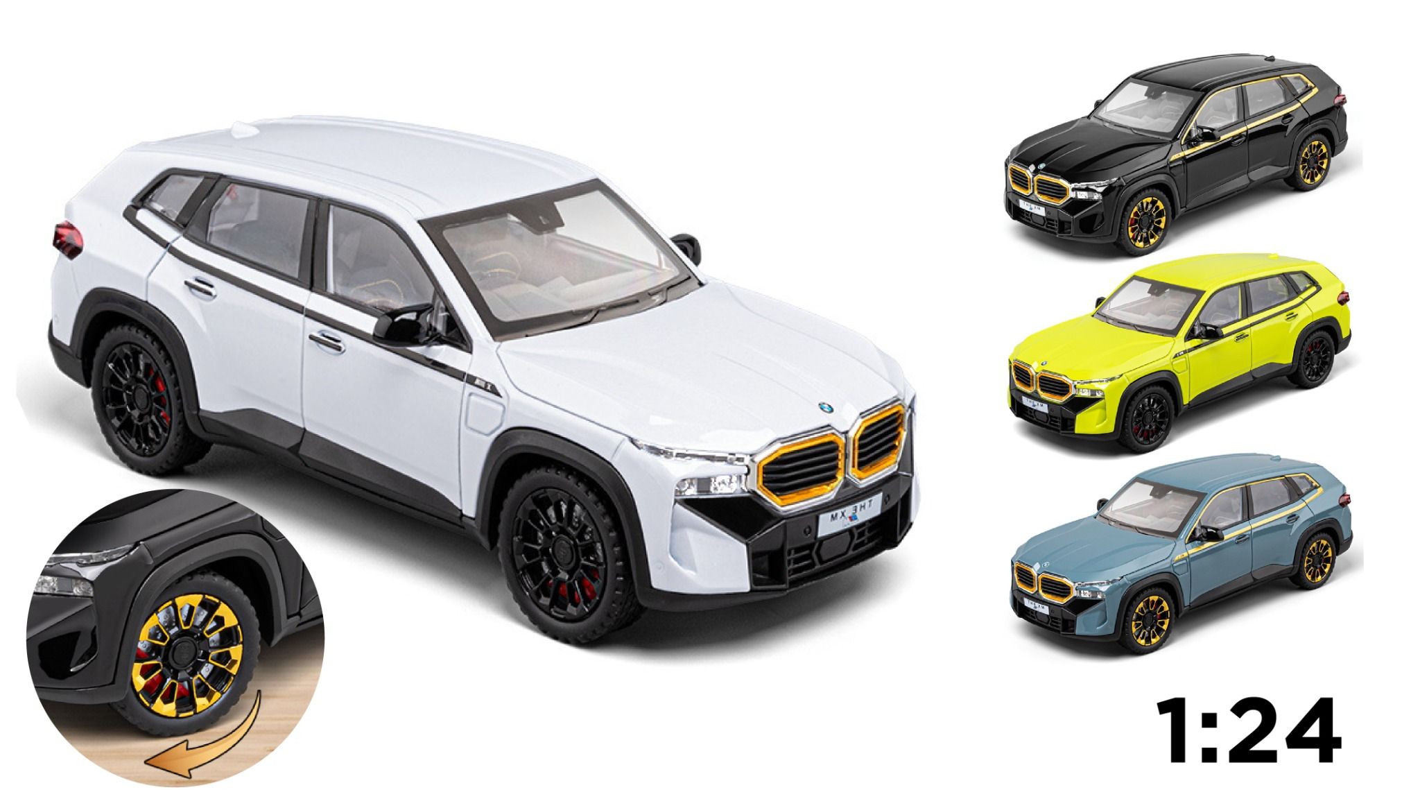 Mô hình xe BMW the XM full kính - full open - đánh lái được tỉ lệ 1:24 Chezhi OT448