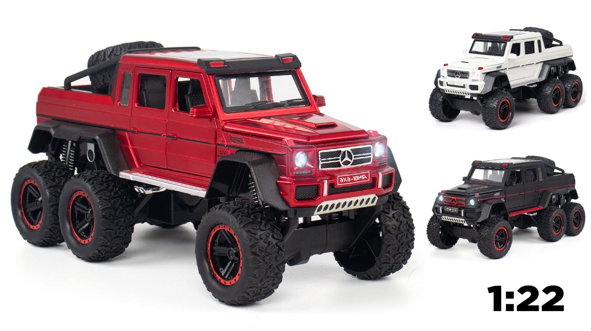 Mô hình xe ô tô Mercedes-Benz G63 V12 Off Road 6x6 full open tỉ lệ 1:22 Chezhi OT376