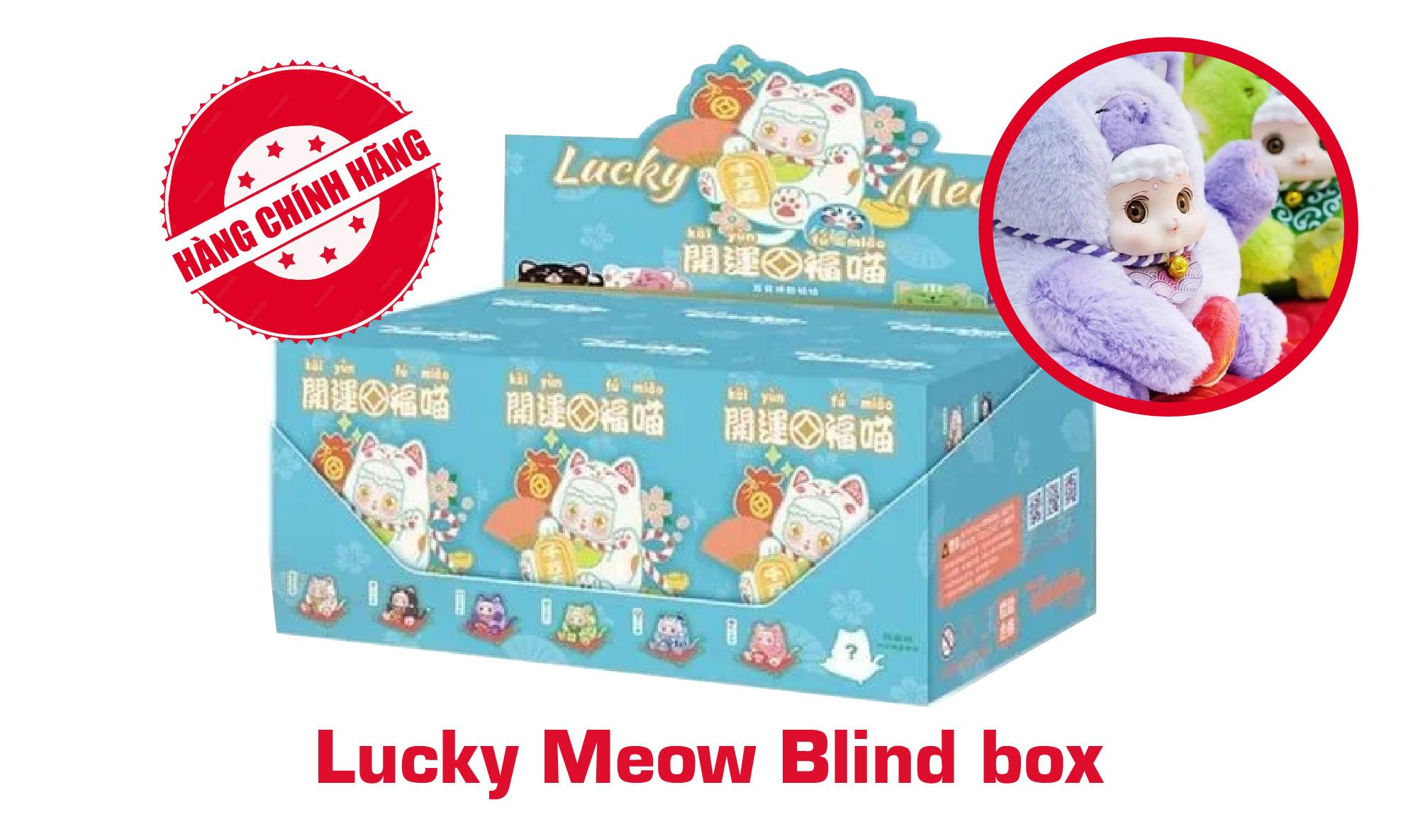 Blind box hộp mù Lucky meow Mèo thần tài Blind box chính hãng Baby Three BL021