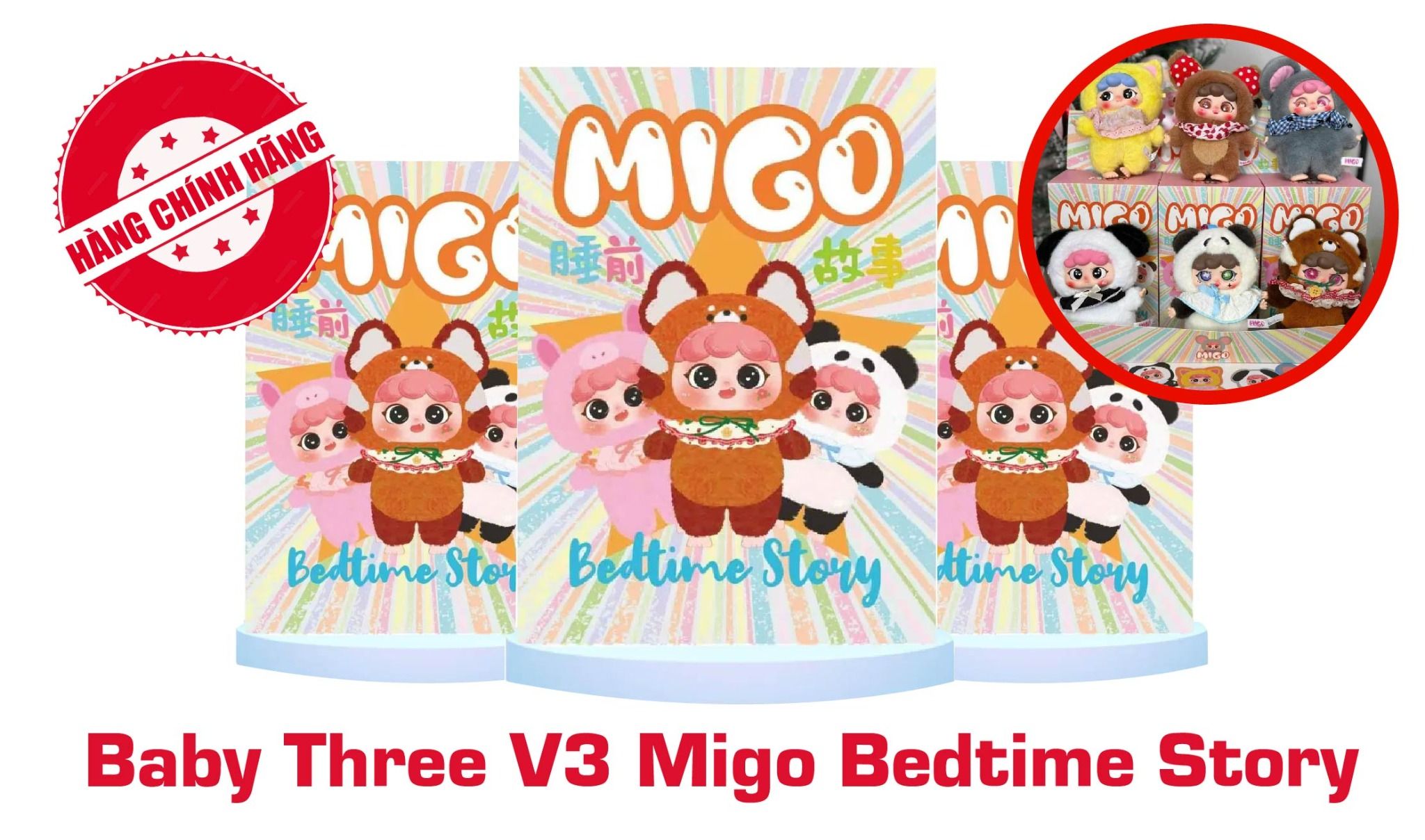 Blind box hộp mù Baby Three V3 - Migo Bedtime Story - Blind box chính hãng BL004
