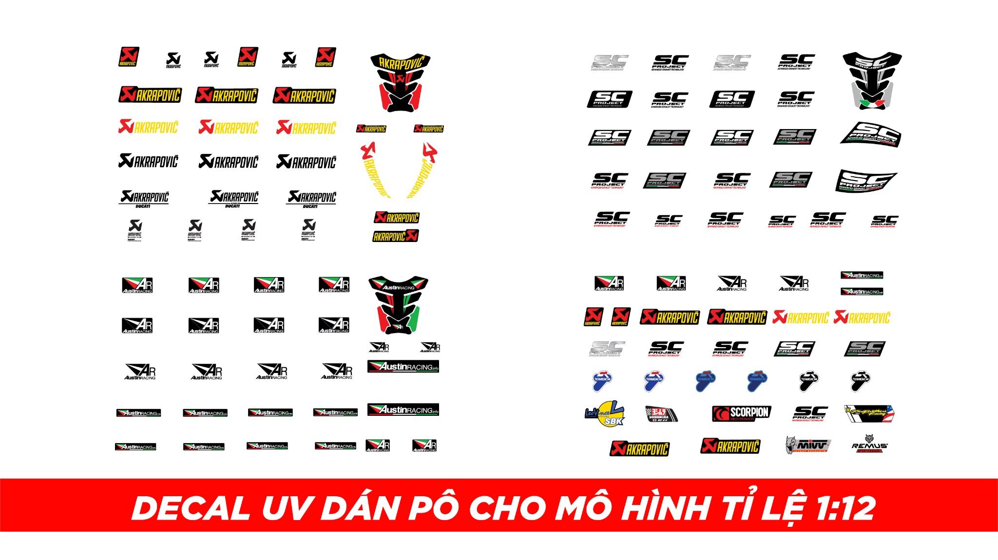 Decal UV dành cho pô các loại dán mọi nền màu cho xe mô hình tỉ lệ 1:12 DC701
