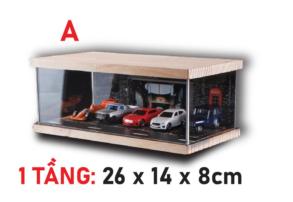 HỘP MICA ĐẾ GỖ TRƯNG BÀY CHO XE MÔ HÌNH TỈ LỆ 1:64 PK312