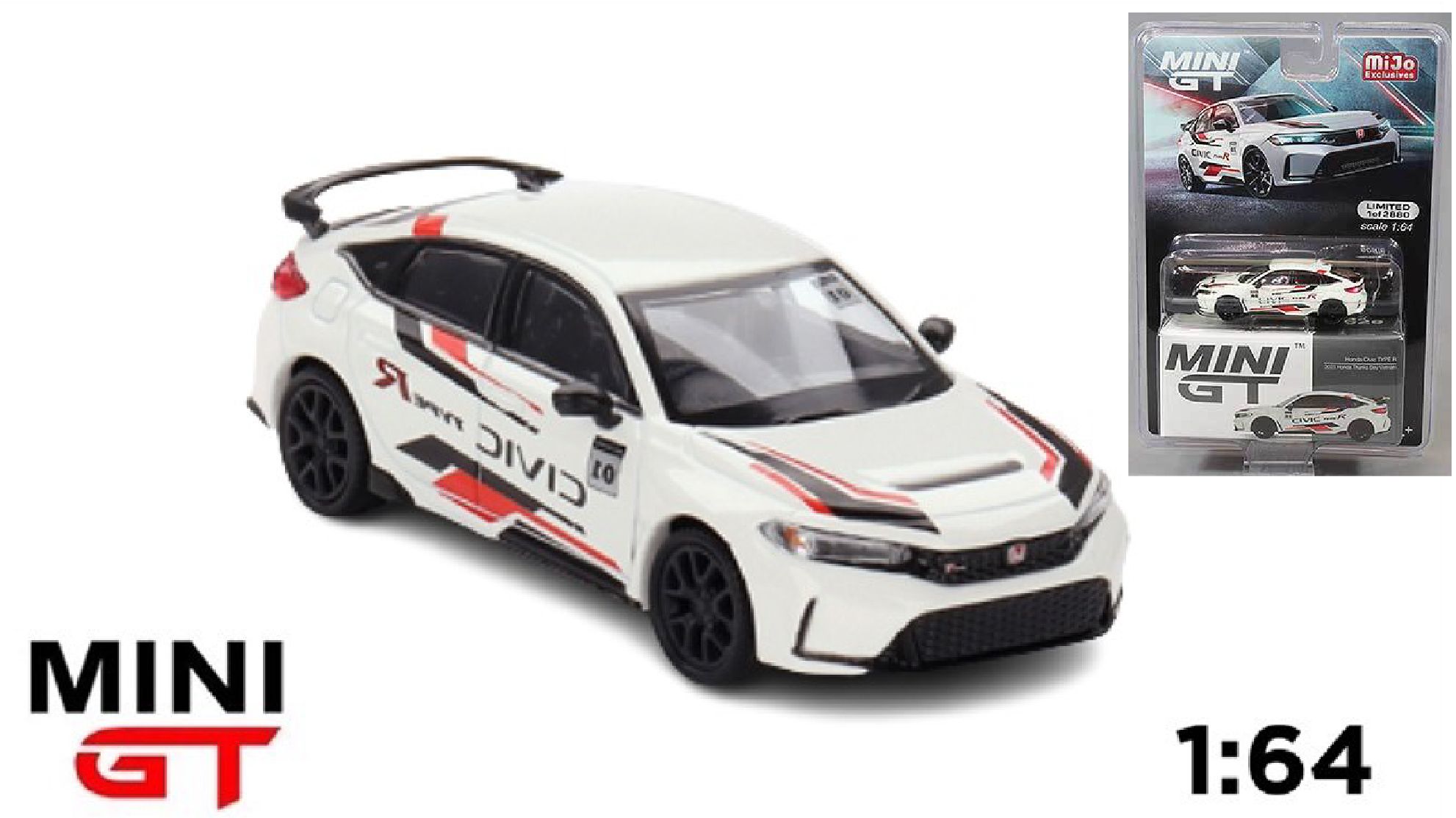Mô hình xe ô tô Honda Civic Type R 2023 Honda Thanks Day bản card Việt Nam tỉ lệ 1:64 MiniGT MGT00626