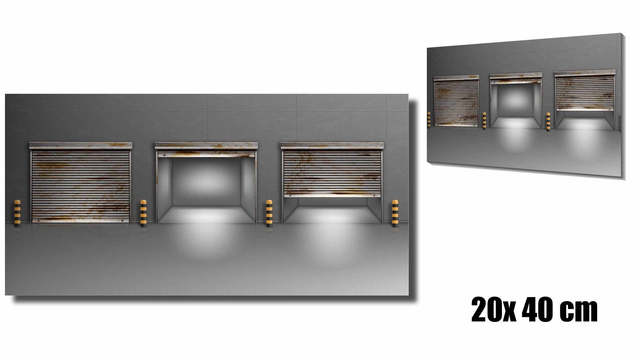Diorama trưng bày 1 mặt background Nhà kho gray dành cho mô hình DR022