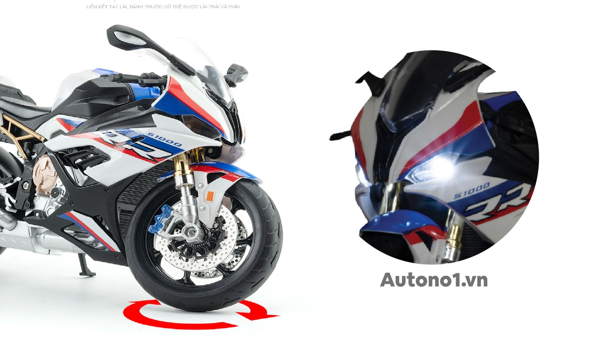 Mô hình xe BMW S1000RR tỉ lệ 1:9 Huayi Alloy MT050