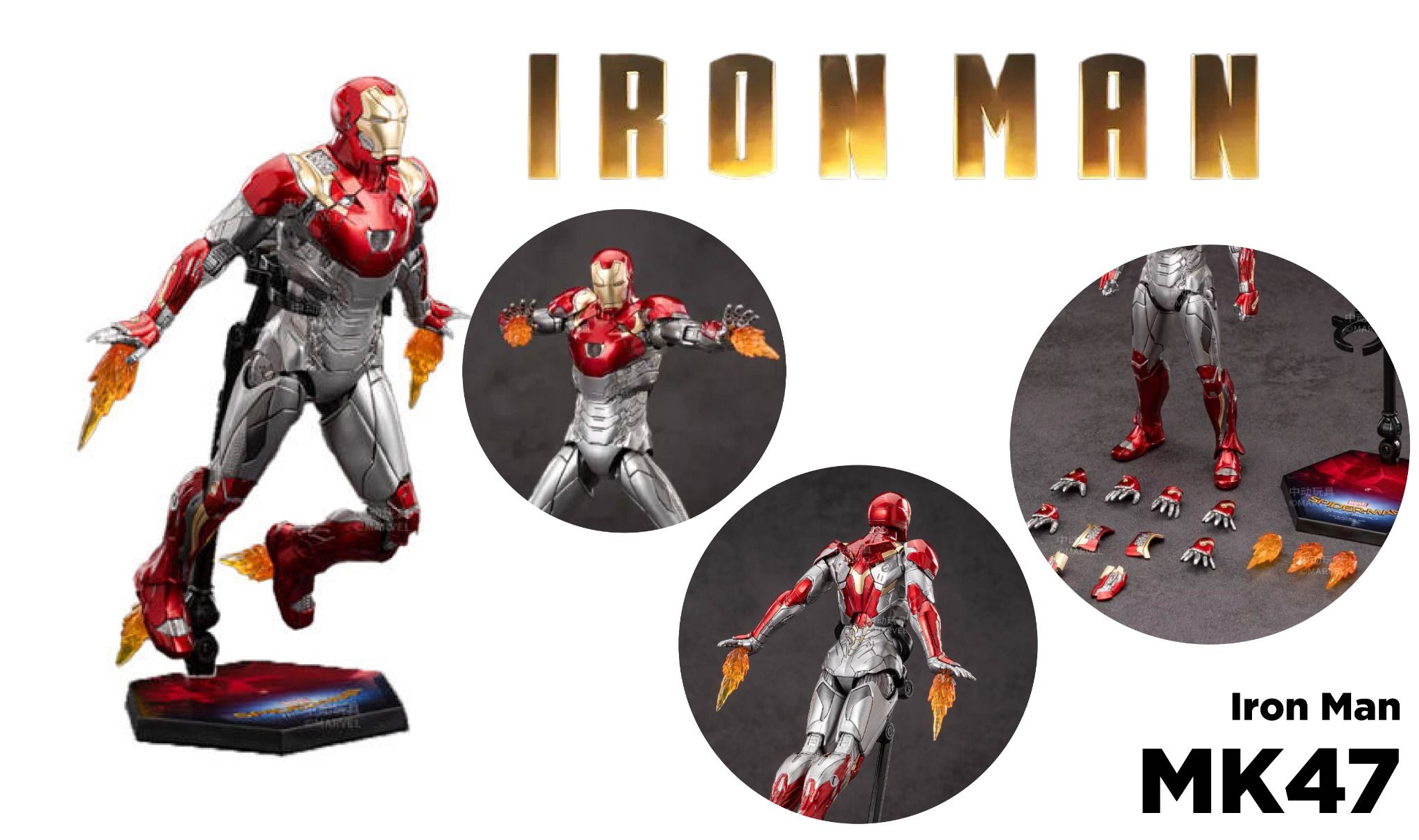 Mô hình nhân vật Marvel Ironman người sắt Iron man Mark 47 MK47 SHF Avengers tỉ lệ 1:10 22CM ZD Toys FG262