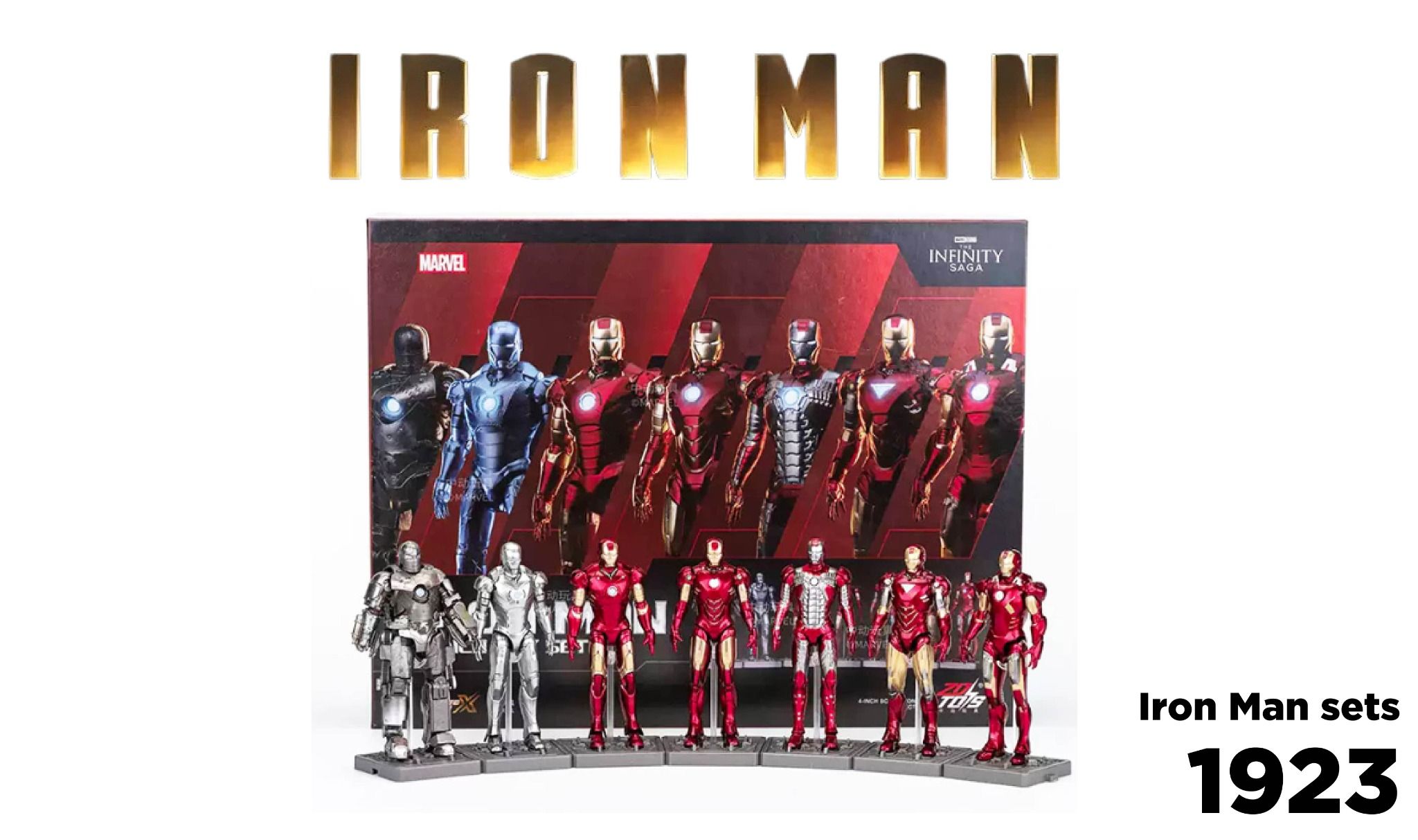 Mô hình nhân vật Marvel bộ 7 người sắt Iron man MK1 - MK7 SHF Iron man Toy sets tỉ lệ 1:18 ( 7cm ) ZD Toys FG288