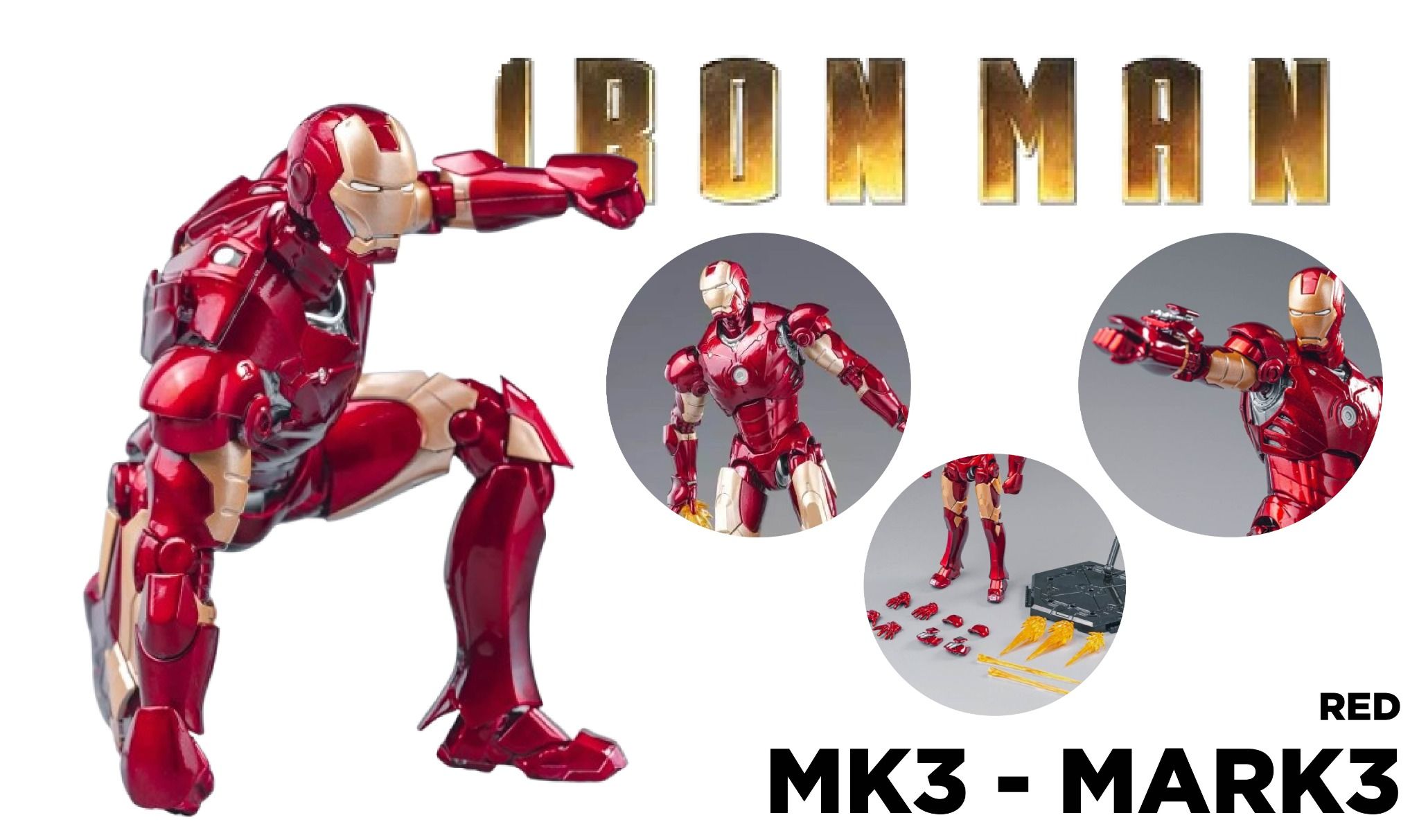 Mô hình nhân vật Marvel Iron man lắp ráp người sắt MK3 Red MK3 Mark III tỉ lệ 1:12 FondJoy FG297