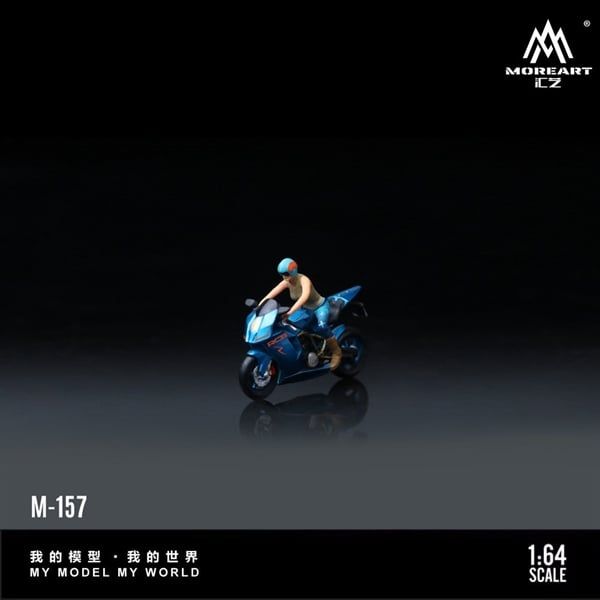Mô hình nhân vật figure người lái mô tô KTM 1190 bright blue resin tỉ lệ 1:64 MoreArt MO222157